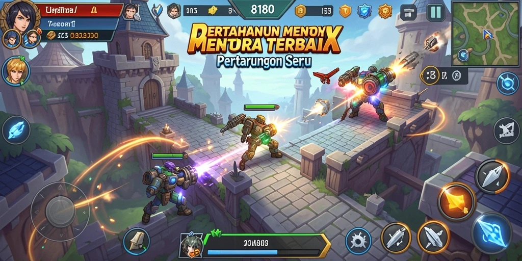 Tangkapan layar permainan Tower Defense 8180 yang menegangkan dan penuh aksi.