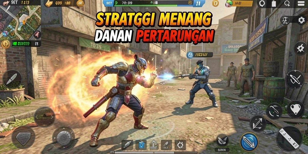 Screenshot gameplay 9ET menampilkan strategi seru dalam pertempuran.