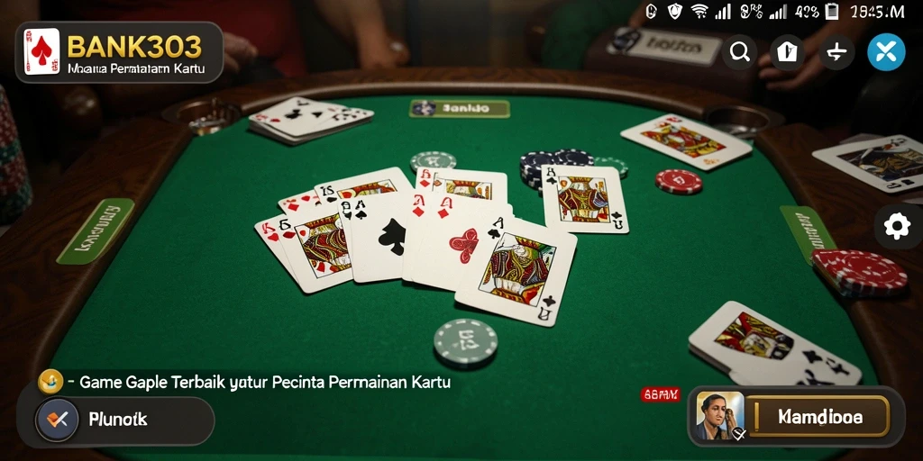 Screenshot utama BANK303 menampilkan aksi mendebarkan dalam permainan Gaple.