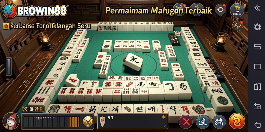 Tampilan menarik dari gameplay Mahjong di BROWIN88.