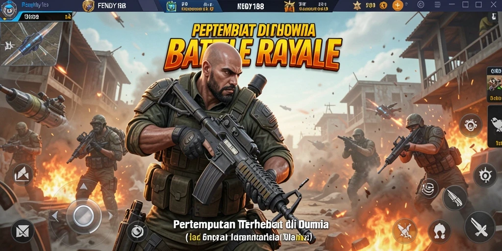 Screenshot menunjukkan pertarungan intens dalam game Battle Royale.