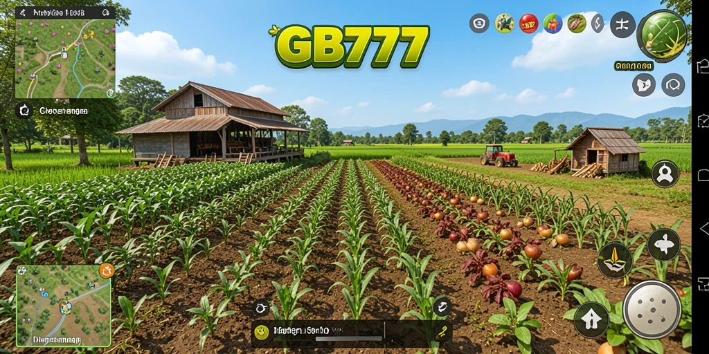 Tampilan screenshot GB777 dengan karakter memainkan gameplay pertanian yang seru.