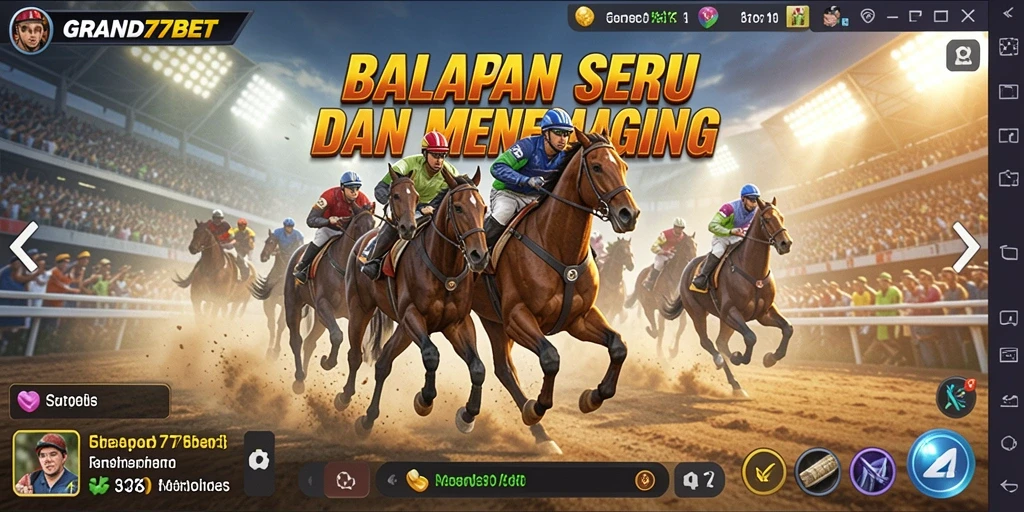 Tampilan gameplay GRAND77BET dengan mobil balap yang mendebarkan.