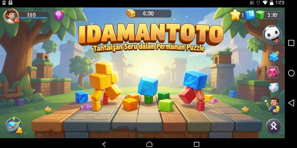 Screenshot utama menunjukkan aksi seru saat menyusun puzzle.