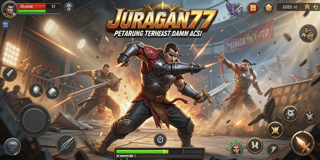 Tampilan seru pertarungan karakter dalam JURAGAN77.