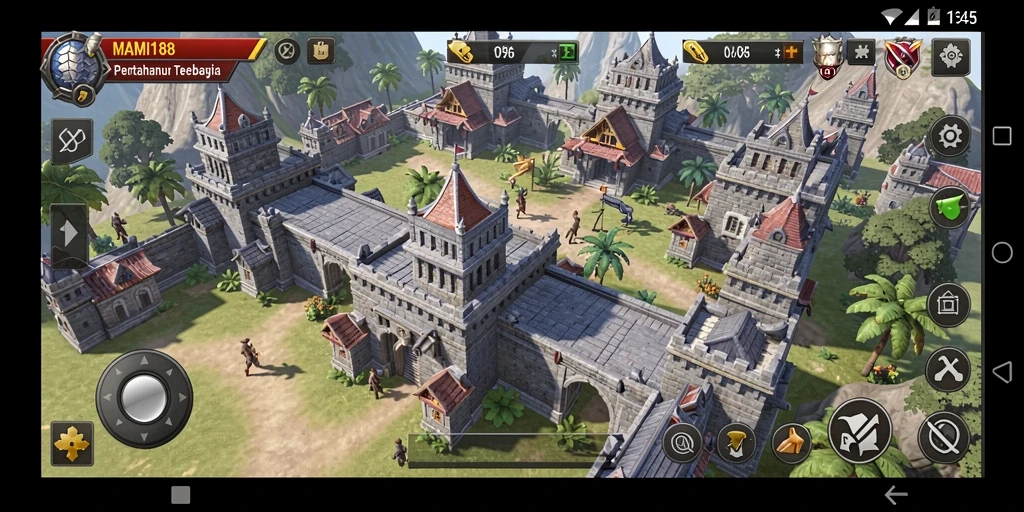 Screenshot yang menunjukkan aksi menantang dalam permainan Tower Defense.