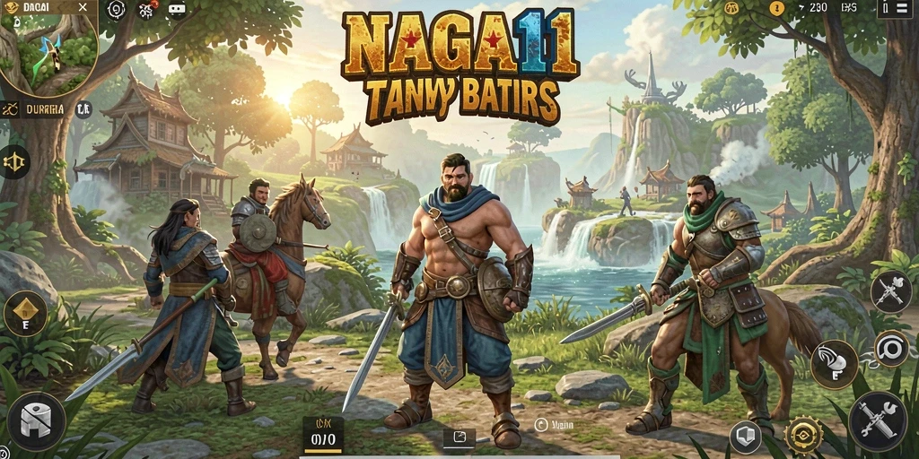 Tampilan gameplay <strong>NAGA11</strong> di dunia terbuka yang indah dan penuh misterio.