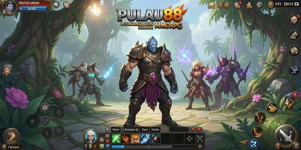 Tampilan screenshot PULAU88 yang menampilkan pertempuran epik dalam game MMORPG.