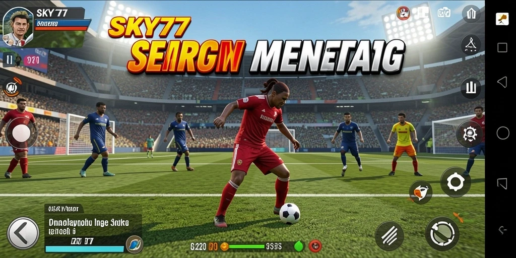 Tampilan gameplay penuh aksi dari SKY77 yang menampilkan olahraga kompetitif.