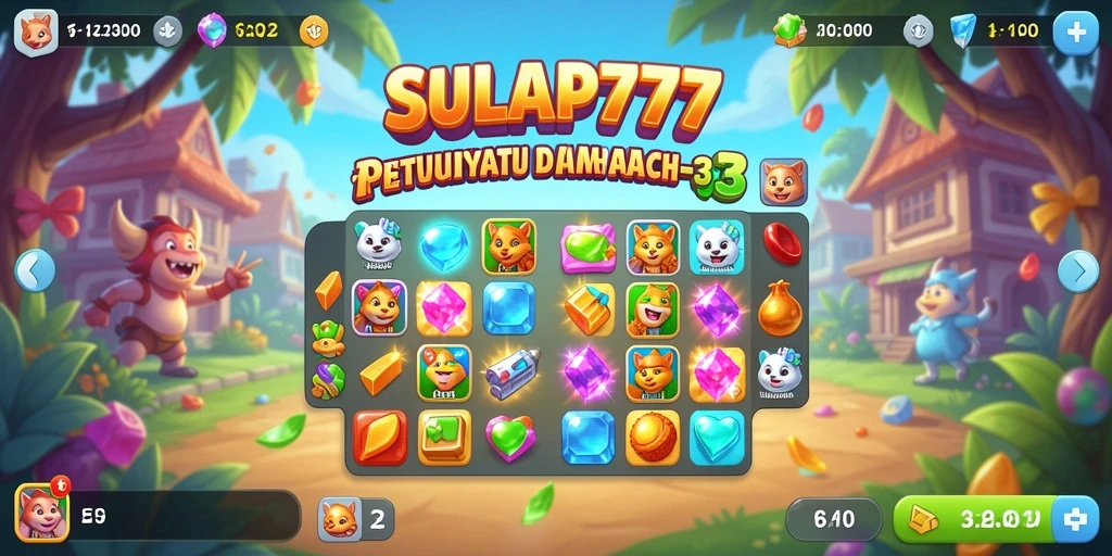 Tampilan gameplay SULAP777 dengan elemen Match-3 yang menantang.