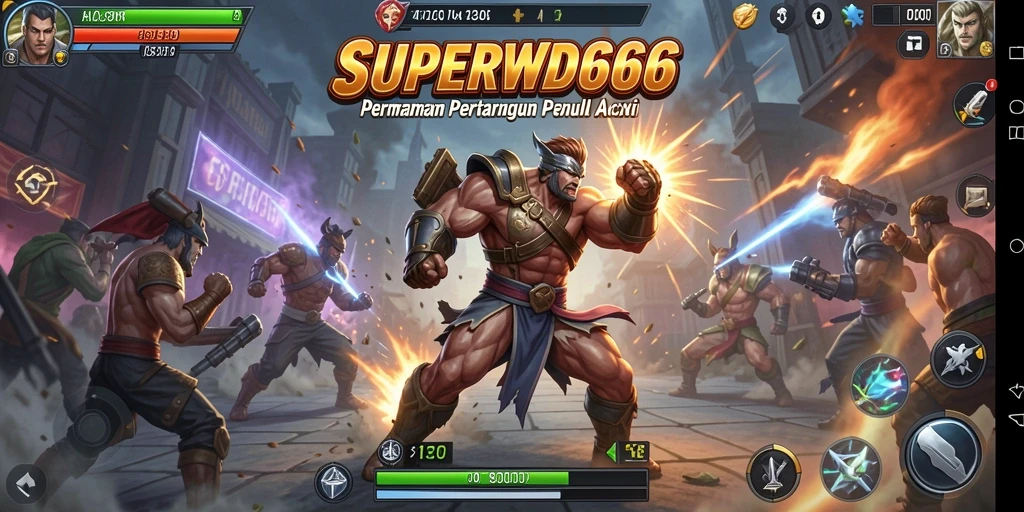 Tangkapan layar gameplay <strong>SUPERWD666</strong> menunjukkan aksi pertarungan yang mendebarkan.