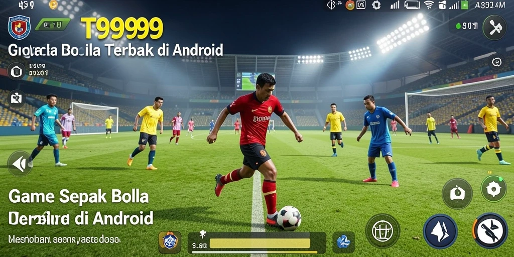 Screenshot T9999 menampilkan aksi mendebarkan di lapangan sepak bola.